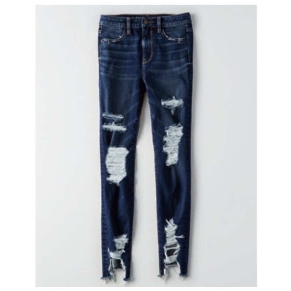 American Eagle SUPER HIGH-WAISTED JEGGING RIPPED - SIZE 4